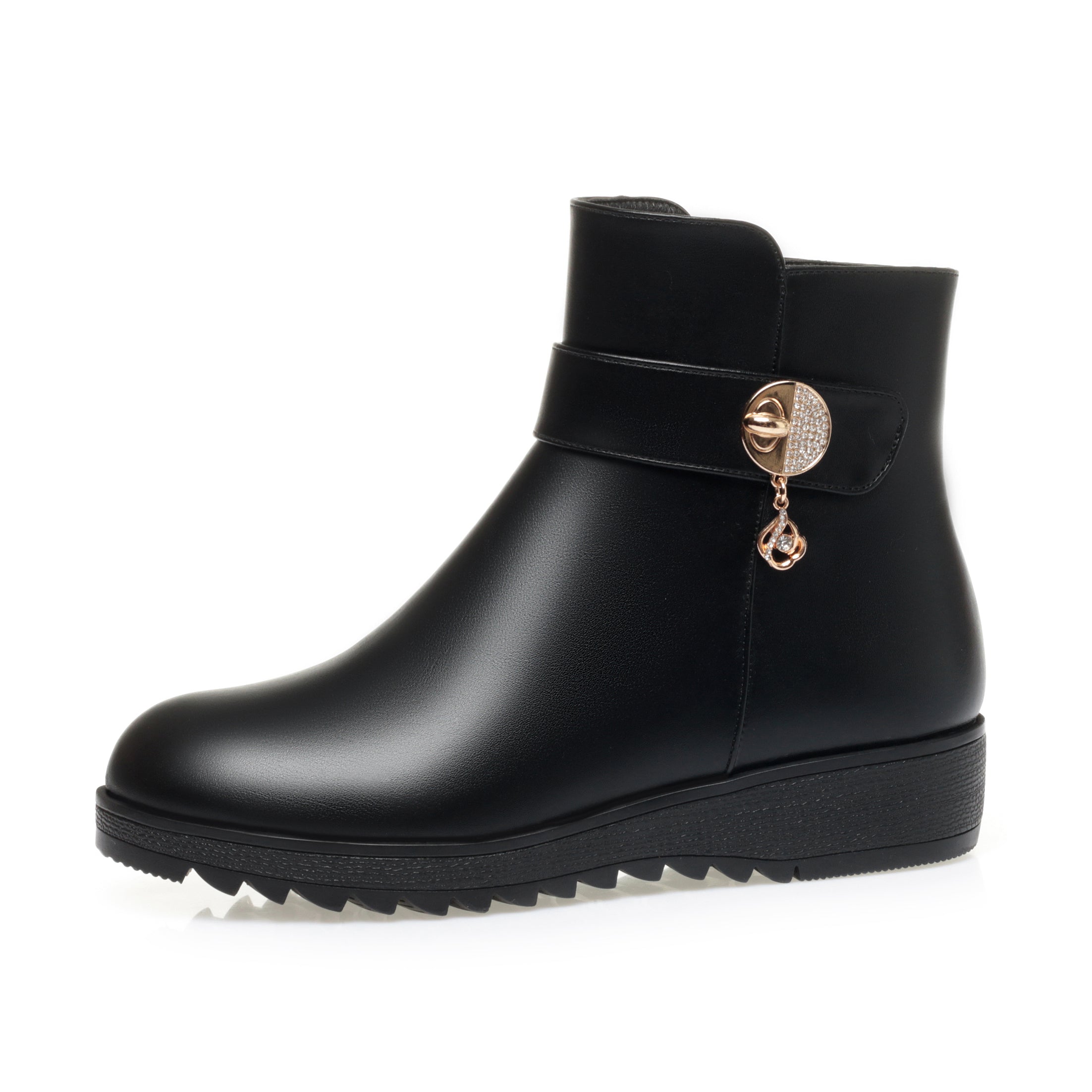 CUSHHIDE Women's Ankle Boots with Metal Accent, 1.4-Inch Heel