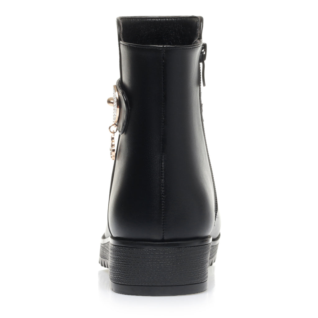 CUSHHIDE Women's Ankle Boots with Metal Accent, 1.4-Inch Heel