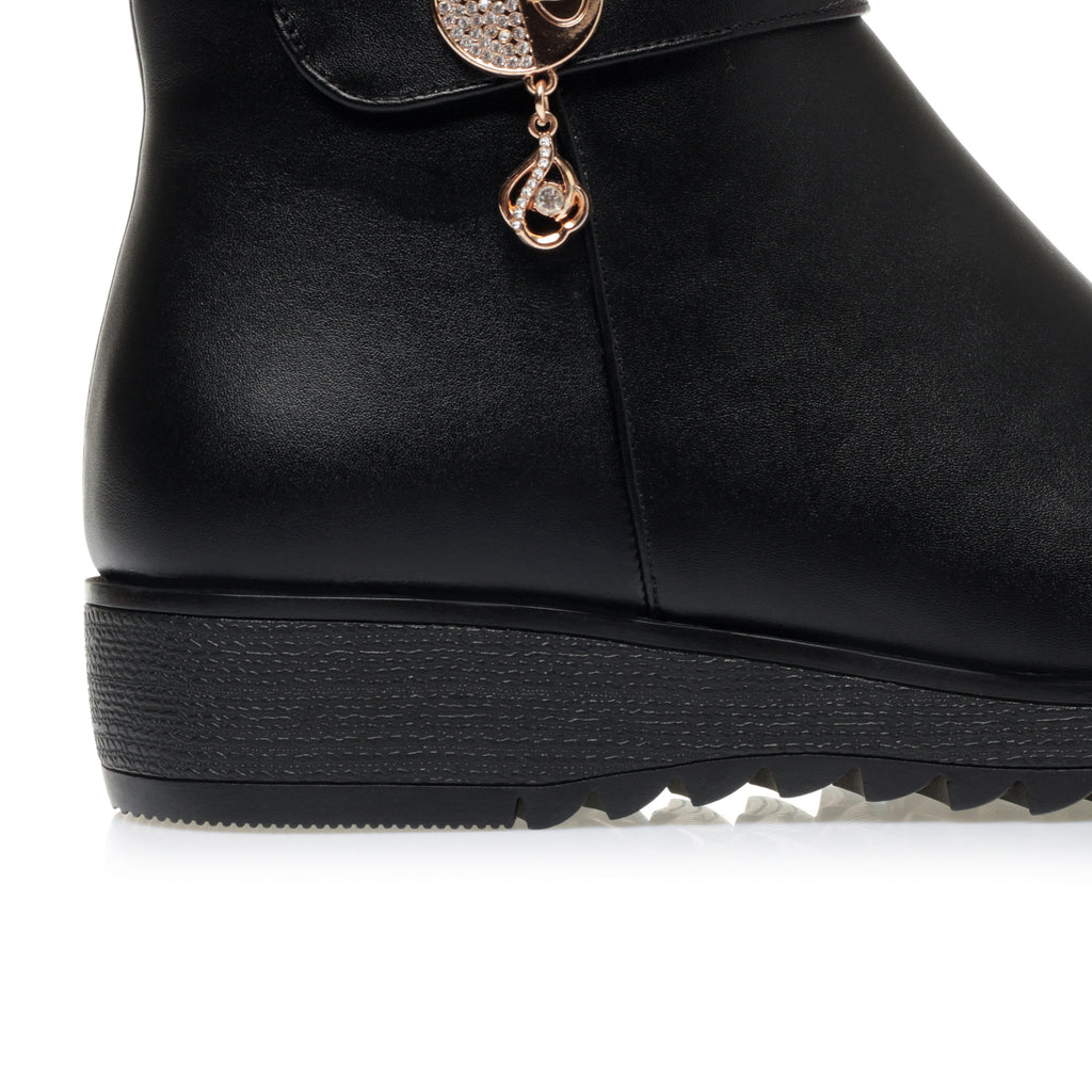 CUSHHIDE Women's Ankle Boots with Metal Accent, 1.4-Inch Heel