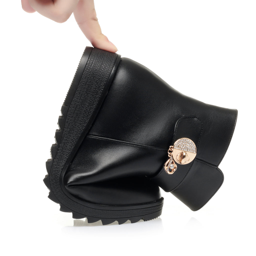 CUSHHIDE Women's Ankle Boots with Metal Accent, 1.4-Inch Heel