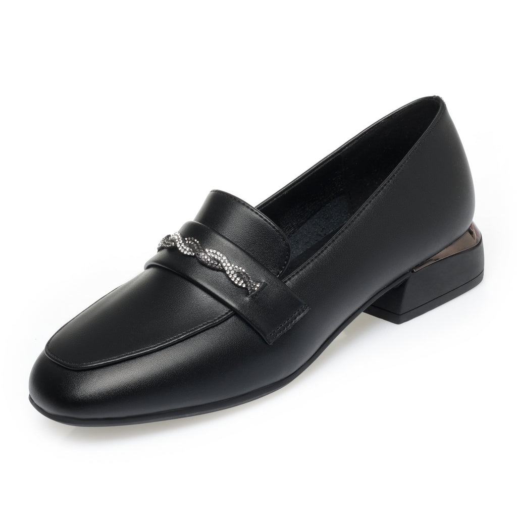 CUSHHIDE Women's Metal Accent Loafers, 1-Inch Heel