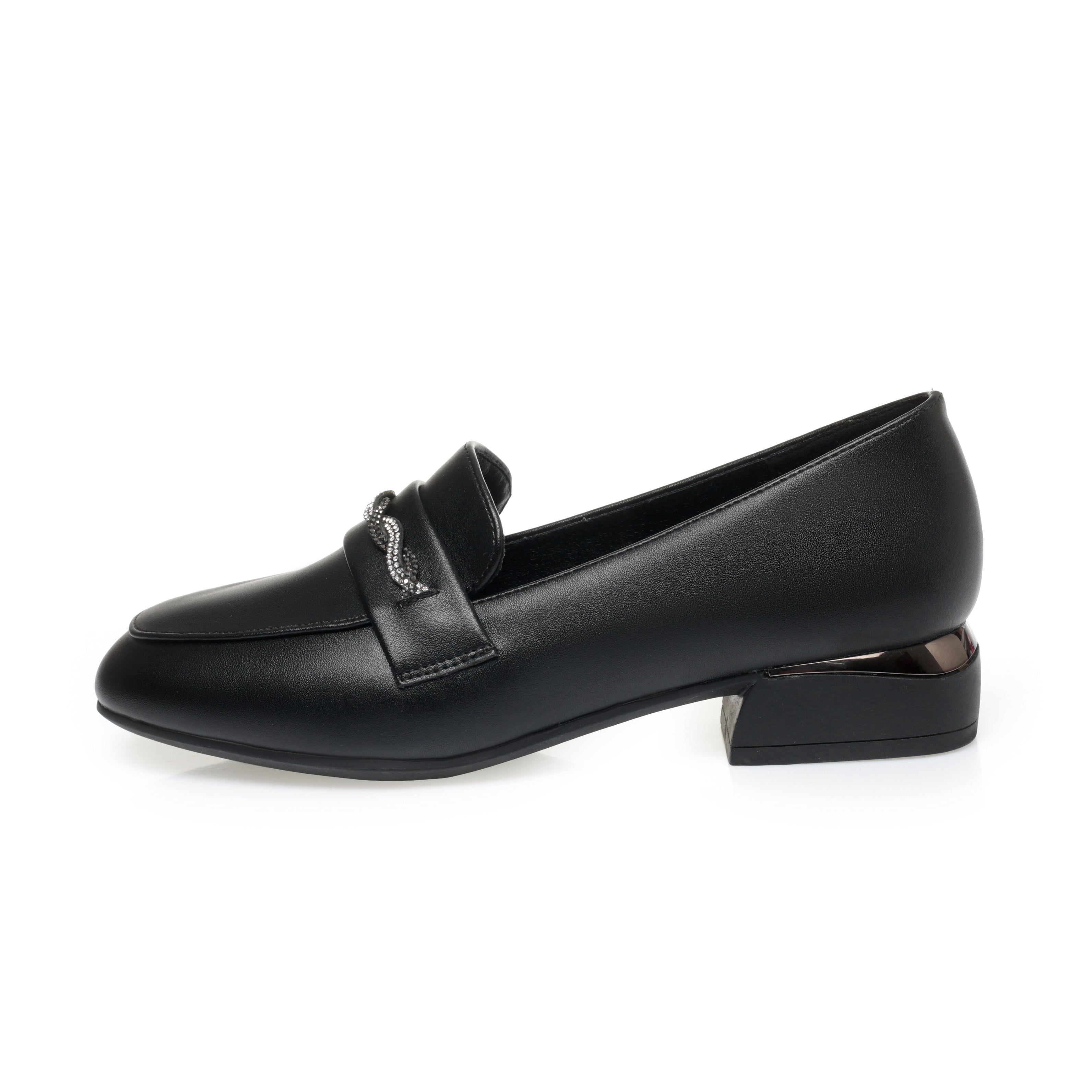 CUSHHIDE Women's Metal Accent Loafers, 1-Inch Heel