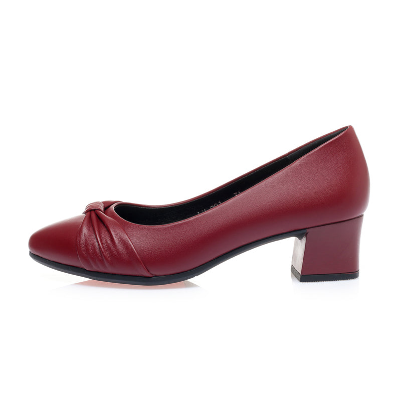 CUSHHIDE Women's Bow Block Heel Pumps, 1.8-Inch Heel