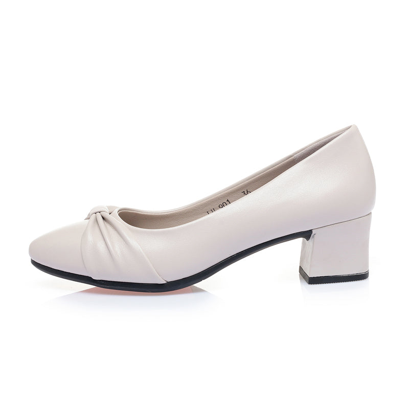 CUSHHIDE Women's Bow Block Heel Pumps, 1.8-Inch Heel