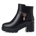 CUSHHIDE Women's Fleece-Lined Ankle Boots with Metal Accent, 2-Inch Heel