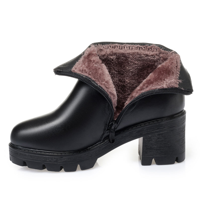 CUSHHIDE Women's Fleece-Lined Ankle Boots with Metal Accent, 2-Inch Heel