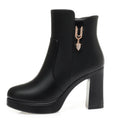 CUSHHIDE Women's Fleece-Lined Ankle Boots with Metal Accent, 2.8-3.5-Inch Heel