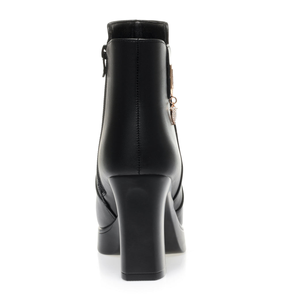 CUSHHIDE Women's Fleece-Lined Ankle Boots with Metal Accent, 2.8-3.5-Inch Heel