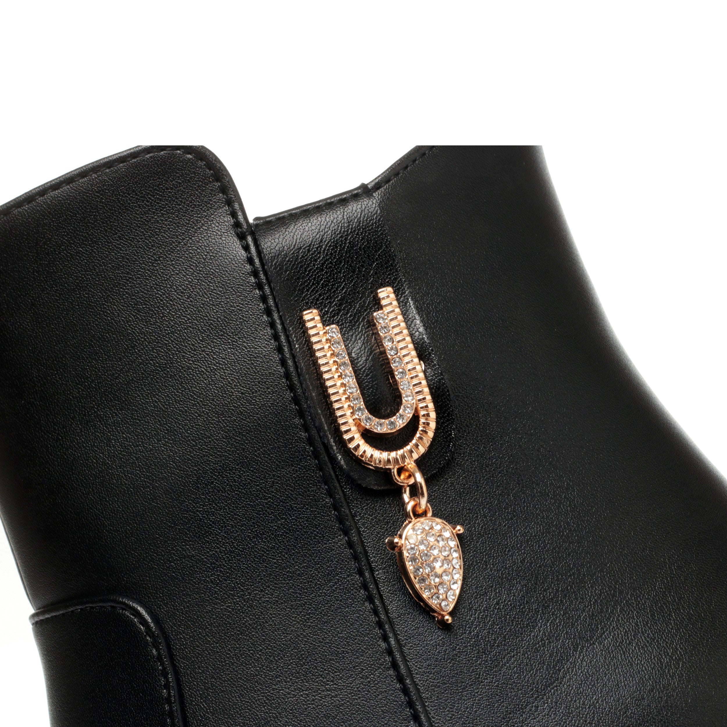 CUSHHIDE Women's Fleece-Lined Ankle Boots with Metal Accent, 2.8-3.5-Inch Heel