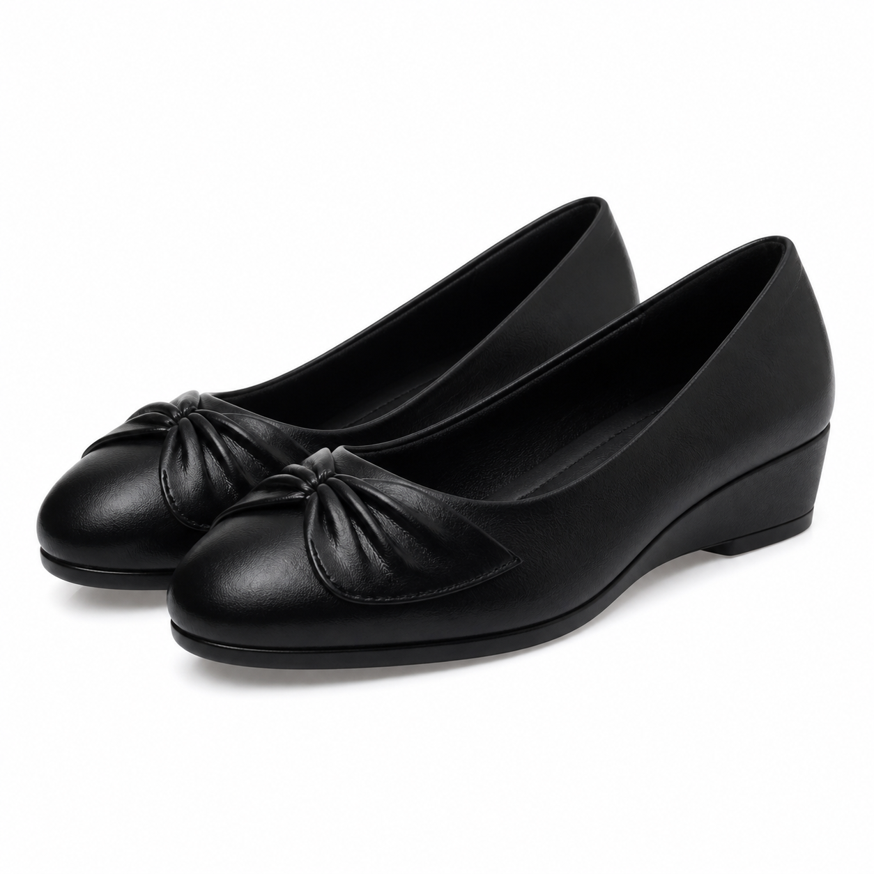CUSHHIDE Women's Bow Wedge Shoes