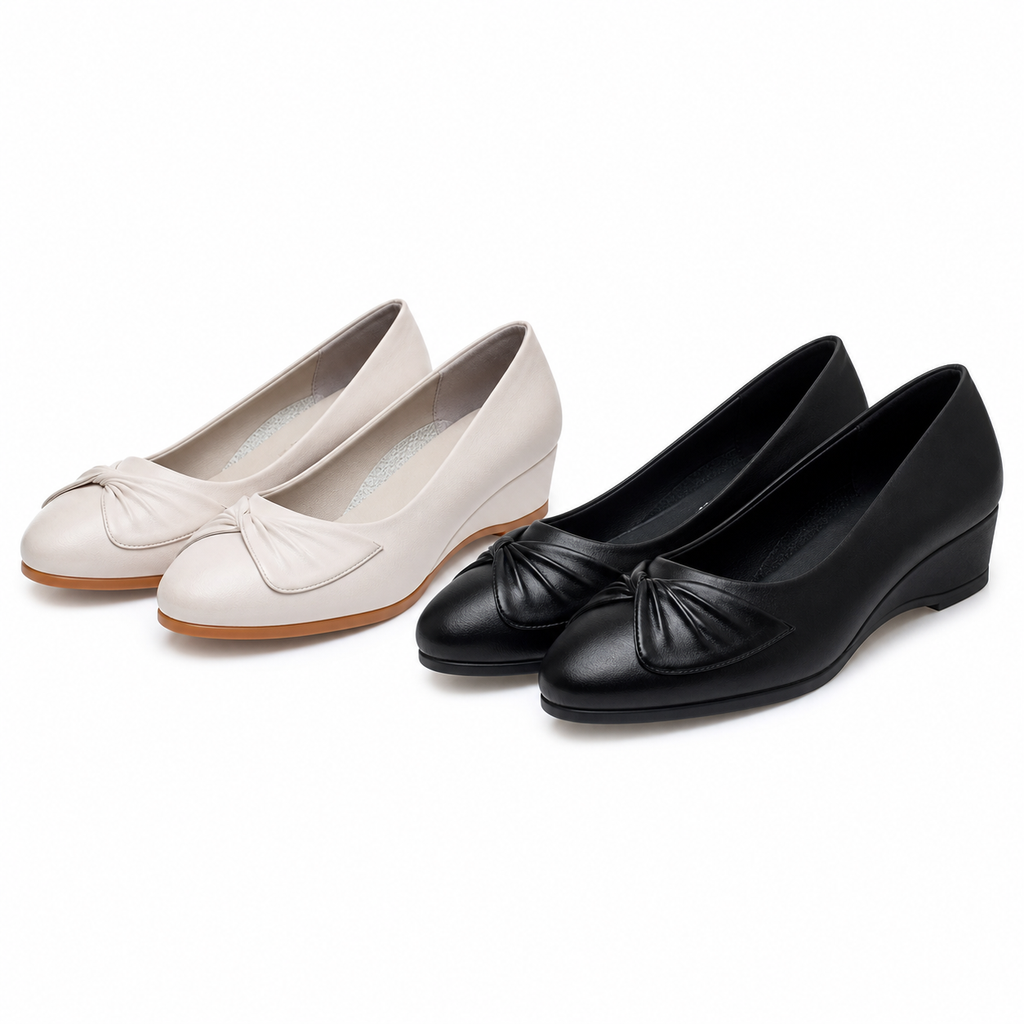 CUSHHIDE Women's Bow Wedge Shoes