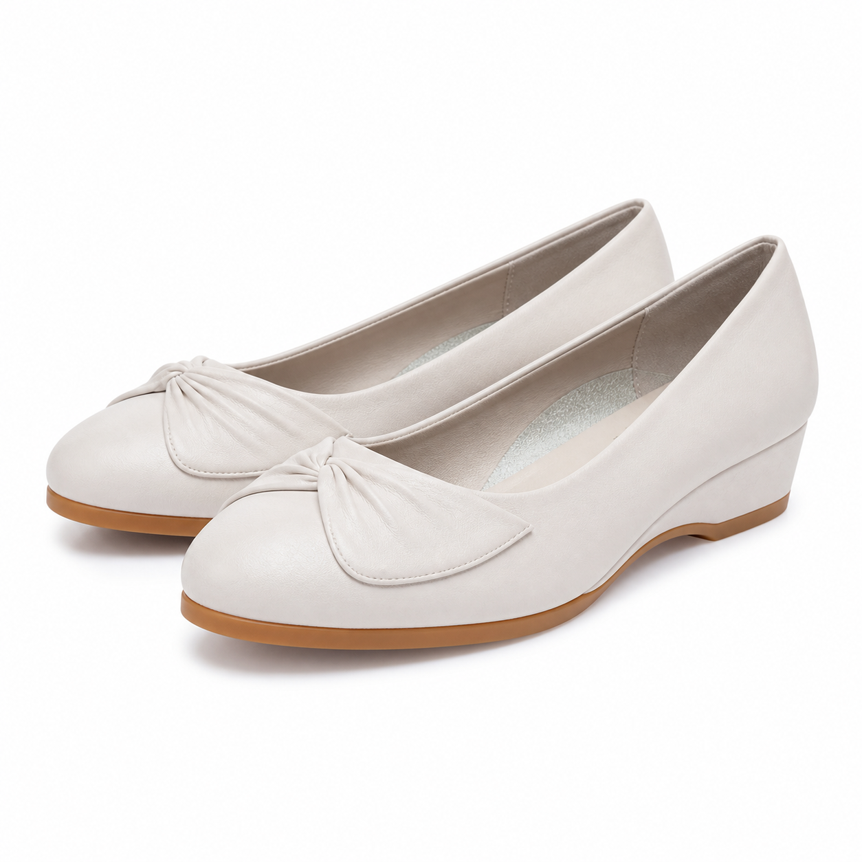 CUSHHIDE Women's Bow Wedge Shoes
